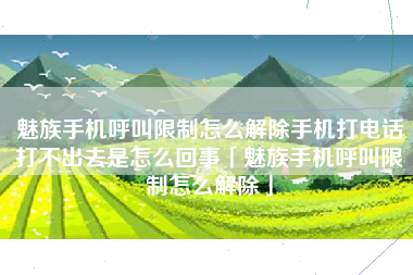 魅族手机呼叫限制怎么解除手机打电话打不出去是怎么回事「魅族手机呼叫限制怎么解除」