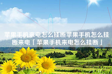 苹果手机来电怎么挂断苹果手机怎么挂断来电「苹果手机来电怎么挂断」
