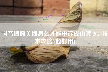 抖音橱窗关闭怎么才能申诉成功呢 2024技术攻略!(超好用)