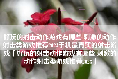 好玩的射击动作游戏有哪些 刺激的动作射击类游戏推荐2023手机最真实的射击游戏「好玩的射击动作游戏有哪些 刺激的动作射击类游戏推荐2023」