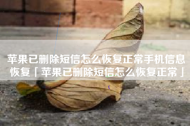 苹果已删除短信怎么恢复正常手机信息恢复「苹果已删除短信怎么恢复正常」