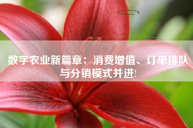 数字农业新篇章：消费增值、订单排队与分销模式并进!