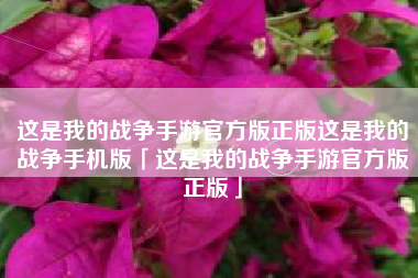 这是我的战争手游官方版正版这是我的战争手机版「这是我的战争手游官方版正版」