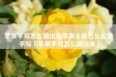 苹果手写怎么调出来苹果手机怎么设置手写「苹果手写怎么调出来」