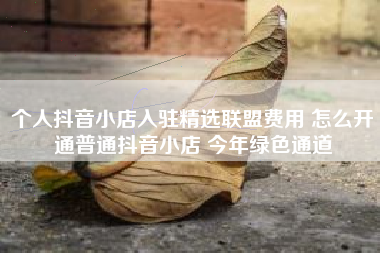 个人抖音小店入驻精选联盟费用 怎么开通普通抖音小店 今年绿色通道