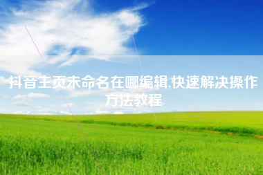 抖音主页未命名在哪编辑,快速解决操作方法教程