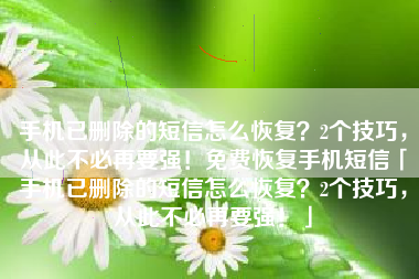 手机已删除的短信怎么恢复？2个技巧，从此不必再要强！免费恢复手机短信「手机已删除的短信怎么恢复？2个技巧，从此不必再要强！」