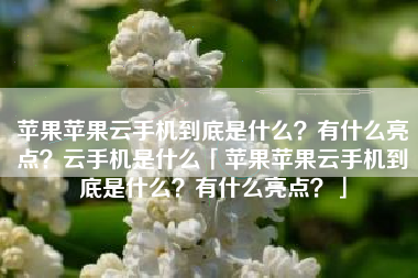 苹果苹果云手机到底是什么？有什么亮点？云手机是什么「苹果苹果云手机到底是什么？有什么亮点？」