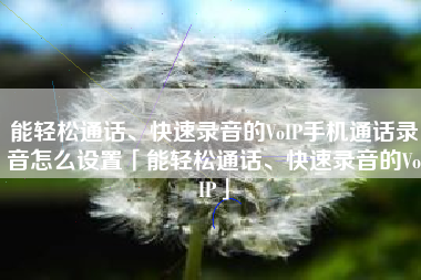 能轻松通话、快速录音的VoIP手机通话录音怎么设置「能轻松通话、快速录音的VoIP」