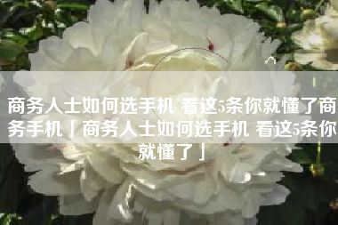 商务人士如何选手机 看这5条你就懂了商务手机「商务人士如何选手机 看这5条你就懂了」