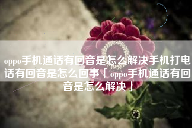 oppo手机通话有回音是怎么解决手机打电话有回音是怎么回事「oppo手机通话有回音是怎么解决」