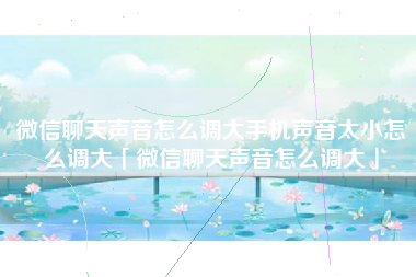 微信聊天声音怎么调大手机声音太小怎么调大「微信聊天声音怎么调大」