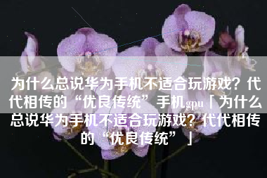 为什么总说华为手机不适合玩游戏？代代相传的“优良传统”手机gpu「为什么总说华为手机不适合玩游戏？代代相传的“优良传统”」