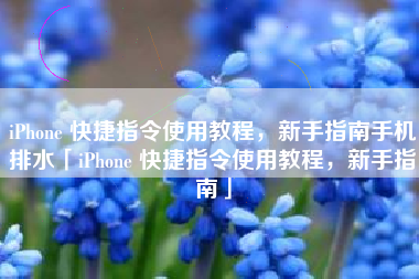 iPhone 快捷指令使用教程，新手指南手机排水「iPhone 快捷指令使用教程，新手指南」