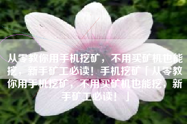 从零教你用手机挖矿，不用买矿机也能挖，新手矿工必读！手机挖矿「从零教你用手机挖矿，不用买矿机也能挖，新手矿工必读！」