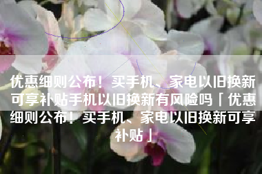 优惠细则公布！买手机、家电以旧换新可享补贴手机以旧换新有风险吗「优惠细则公布！买手机、家电以旧换新可享补贴」