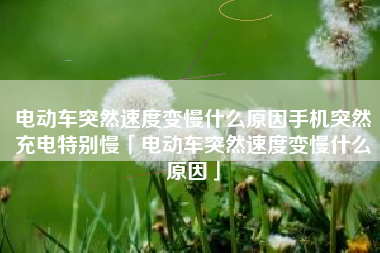 电动车突然速度变慢什么原因手机突然充电特别慢「电动车突然速度变慢什么原因」
