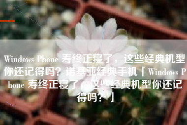 Windows Phone 寿终正寝了，这些经典机型你还记得吗？诺基亚经典手机「Windows Phone 寿终正寝了，这些经典机型你还记得吗？」