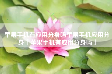 苹果手机有应用分身吗苹果手机应用分身「苹果手机有应用分身吗」