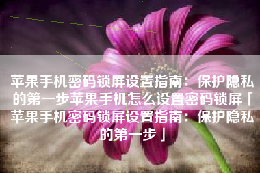 苹果手机密码锁屏设置指南：保护隐私的第一步苹果手机怎么设置密码锁屏「苹果手机密码锁屏设置指南：保护隐私的第一步」