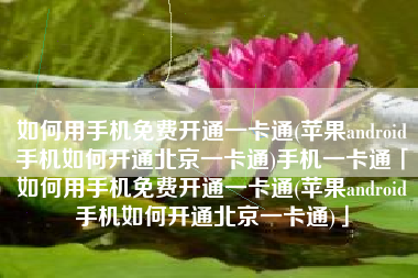 如何用手机免费开通一卡通(苹果android手机如何开通北京一卡通)手机一卡通「如何用手机免费开通一卡通(苹果android手机如何开通北京一卡通)」