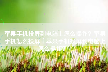 苹果手机投屏到电脑上怎么操作？苹果手机怎么投屏「苹果手机投屏到电脑上怎么操作？」