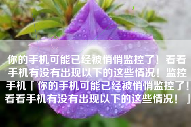 你的手机可能已经被悄悄监控了！看看手机有没有出现以下的这些情况！监控手机「你的手机可能已经被悄悄监控了！看看手机有没有出现以下的这些情况！」