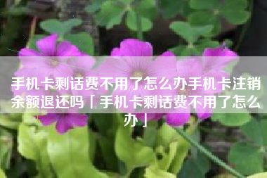 手机卡剩话费不用了怎么办手机卡注销余额退还吗「手机卡剩话费不用了怎么办」
