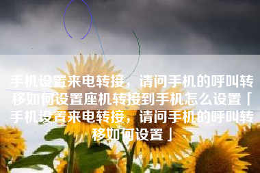 手机设置来电转接,请问手机的呼叫转移如何设置座机转接到手机怎么设置「手机设置来电转接,请问手机的呼叫转移如何设置」 手机设置来电转接,请问手机的呼叫转移如何设置座机转接到手机怎么设置「手机设置来电转接,请问手机的呼叫转移如何设置」