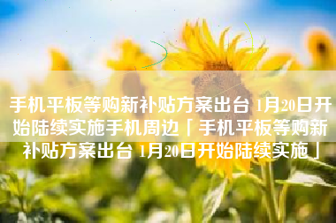 手机平板等购新补贴方案出台 1月20日开始陆续实施手机周边「手机平板等购新补贴方案出台 1月20日开始陆续实施」