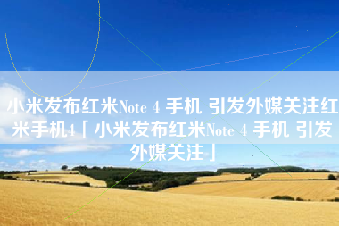 小米发布红米Note 4 手机 引发外媒关注红米手机4「小米发布红米Note 4 手机 引发外媒关注」