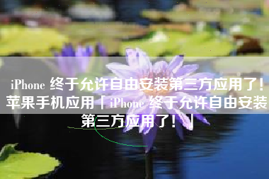 iPhone 终于允许自由安装第三方应用了！苹果手机应用「iPhone 终于允许自由安装第三方应用了！」