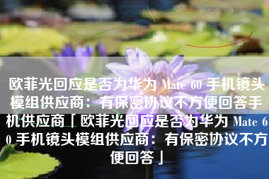 欧菲光回应是否为华为 Mate 60 手机镜头模组供应商：有保密协议不方便回答手机供应商「欧菲光回应是否为华为 Mate 60 手机镜头模组供应商：有保密协议不方便回答」
