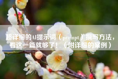 超详细的AI提示词（prompt）撰写方法，看这一篇就够了！（附详细的案例）
