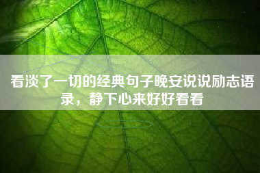 看淡了一切的经典句子晚安说说励志语录，静下心来好好看看