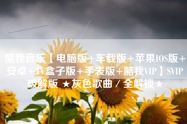酷我音乐【电脑版+车载版+苹果IOS版+安卓+TV盒子版+手表版+酷我VIP】SVIP破解版 ★灰色歌曲／全解锁★