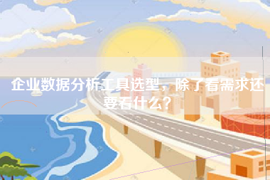 企业数据分析工具选型，除了看需求还要看什么？