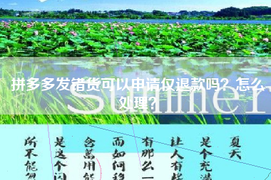 拼多多发错货可以申请仅退款吗？怎么处理？