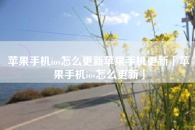 苹果手机ios怎么更新苹果手机更新「苹果手机ios怎么更新」