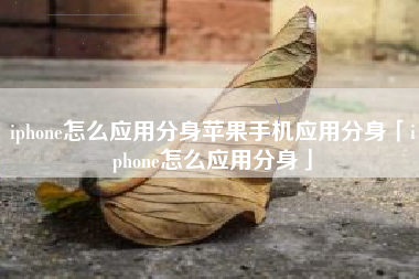 iphone怎么应用分身苹果手机应用分身「iphone怎么应用分身」