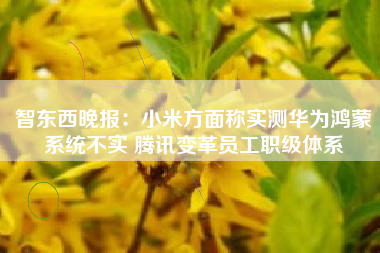 智东西晚报：小米方面称实测华为鸿蒙系统不实 腾讯变革员工职级体系