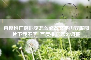 百度推广落地页怎么修改文字内容呢图片下载不了_百度推广怎么调整