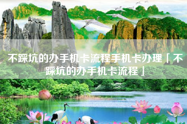 不踩坑的办手机卡流程手机卡办理「不踩坑的办手机卡流程」