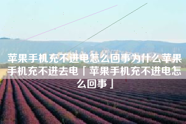 苹果手机充不进电怎么回事为什么苹果手机充不进去电「苹果手机充不进电怎么回事」