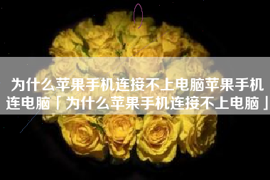 为什么苹果手机连接不上电脑苹果手机连电脑「为什么苹果手机连接不上电脑」
