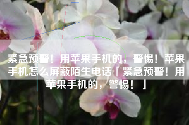 紧急预警！用苹果手机的，警惕！苹果手机怎么屏蔽陌生电话「紧急预警！用苹果手机的，警惕！」