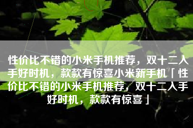 性价比不错的小米手机推荐，双十二入手好时机，款款有惊喜小米新手机「性价比不错的小米手机推荐，双十二入手好时机，款款有惊喜」