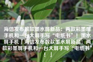 海信发布数款墨水屏新品：两款彩墨屏手机和一台大屏手写“电纸书”！墨水屏手机「海信发布数款墨水屏新品：两款彩墨屏手机和一台大屏手写“电纸书”！」