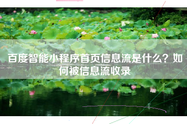 百度智能小程序首页信息流是什么?如何被信息流收录 百度智能小程序首页信息流是什么?如何被信息流收录