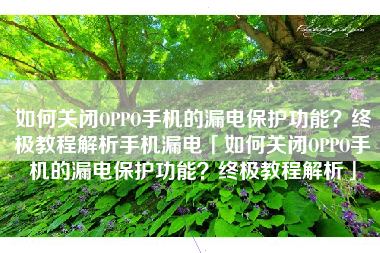 如何关闭OPPO手机的漏电保护功能?终极教程解析手机漏电「如何关闭OPPO手机的漏电保护功能?终极教程解析」 如何关闭OPPO手机的漏电保护功能?终极教程解析手机漏电「如何关闭OPPO手机的漏电保护功能?终极教程解析」